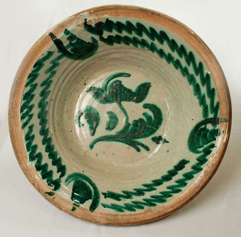 A Good, Large Antique Spanish Stoneware Lebrillo