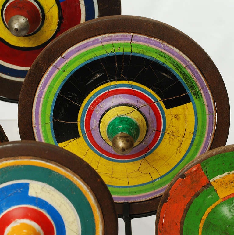 Wood A Colorful Antique Gangsing Spinning Top Collection