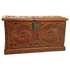 18th Century Spanish Colonial Six-Panel Cedar Wood Box