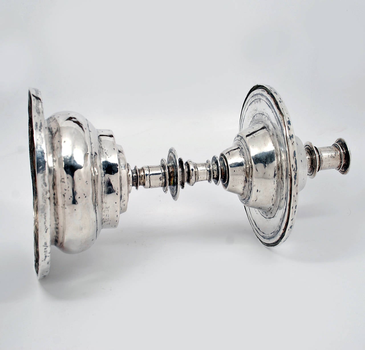 Pair of 17th Century Spanish Colonial Silver Candlesticks For Sale 2