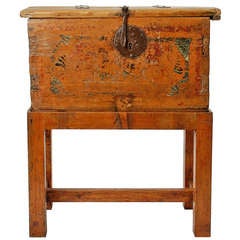 A Fabulous 18th Century Spanish Colonial Box on Stand