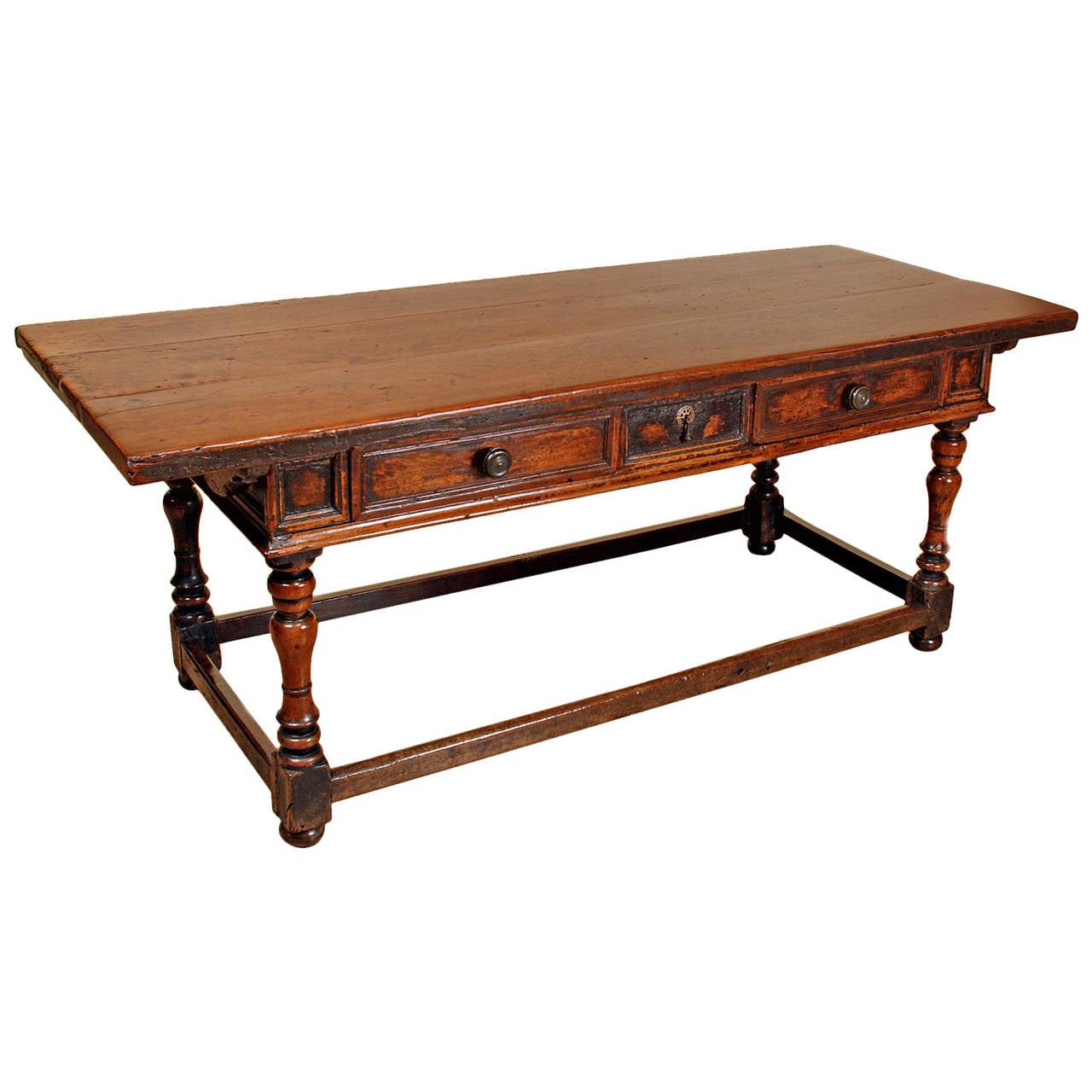 17th Century Italian Baroque Period Walnut Center Table For Sale