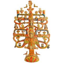 Large Vintage Mexican Tree of Life Candelabrum by Aurelio Flores