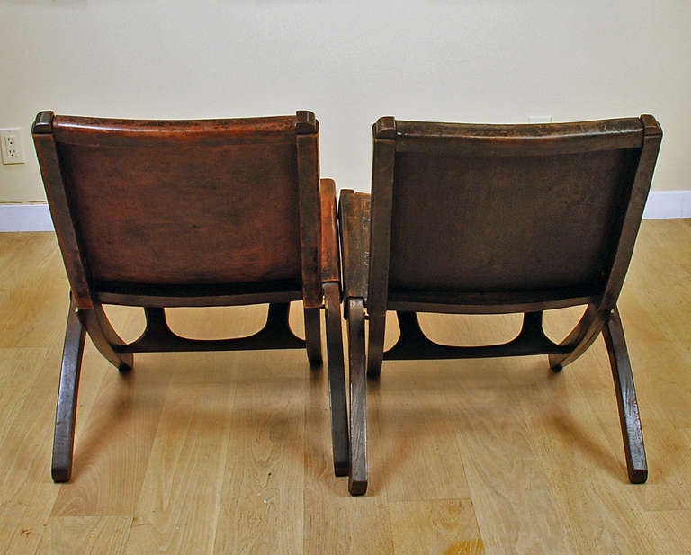Pair of Good Vintage Mexican Butaque Campeche Chairs - Circa 1940's For Sale 1