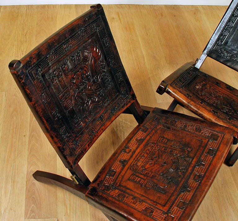 Pair of Good Vintage Mexican Butaque Campeche Chairs - Circa 1940's For Sale 2