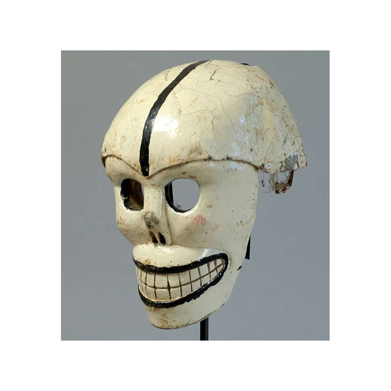 Folk Art Very Rare Early 20th Century Mexican Soccer Ball Muerte (Death) Mask