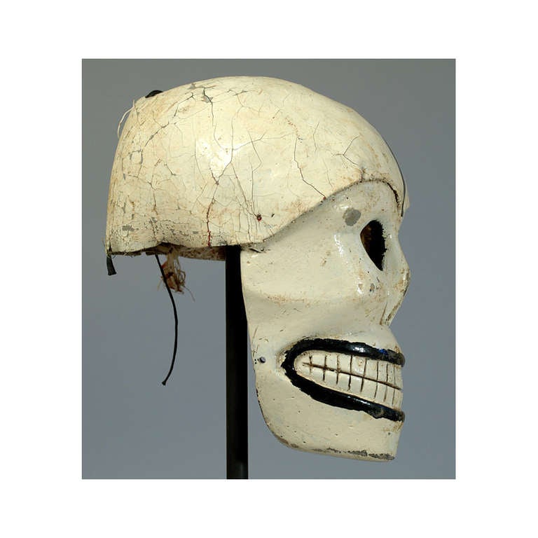 Wood Very Rare Early 20th Century Mexican Soccer Ball Muerte (Death) Mask