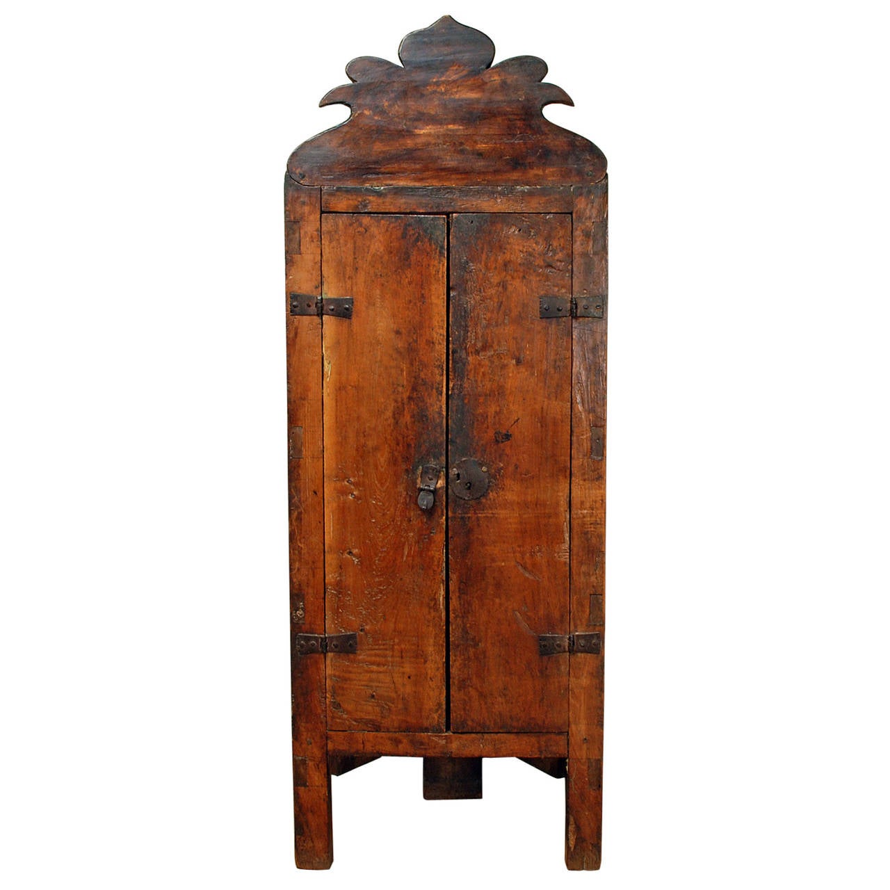 One of a Kind 18th Century Spanish Colonial Red Cedar Corner Cabinet For Sale