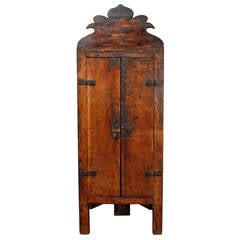 One of a Kind 18th Century Spanish Colonial Red Cedar Corner Cabinet