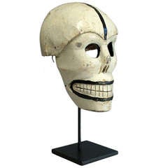 Vintage Very Rare Early 20th Century Mexican Soccer Ball Muerte (Death) Mask