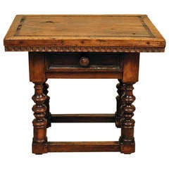 A Gorgeous 17th Century Italian Walnut Side Table