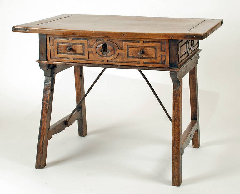 17th Century Italian Baroque Period Walnut Side Table