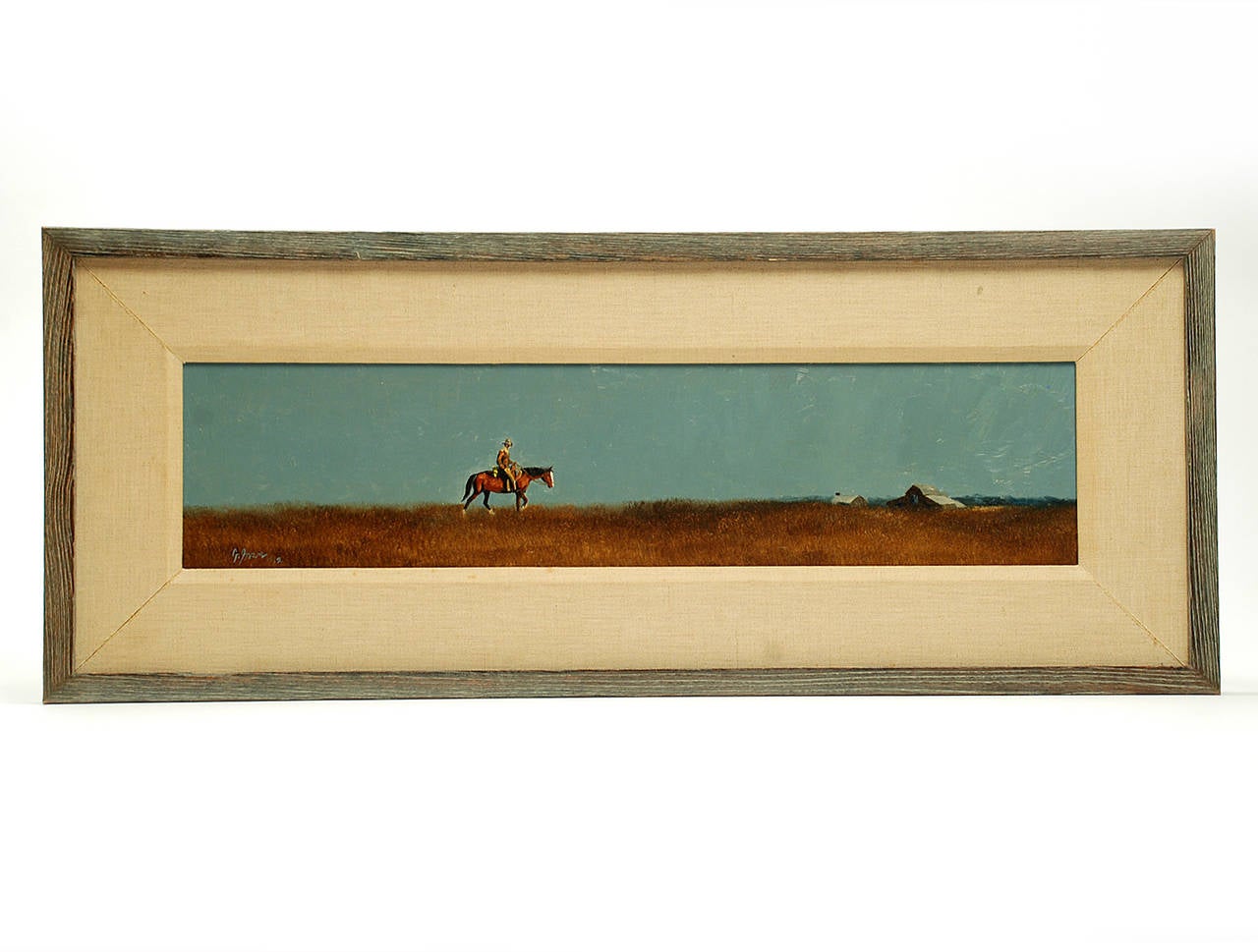 Vintage Gerald Farm Oil Painting of a Cowboy