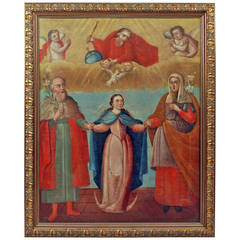 Superb 18th Century Spanish Colonial Oil on Canvas, "La Familia de Maria"