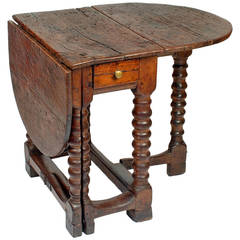 Antique Rare Early Spanish Chestnut Gate-Leg Table