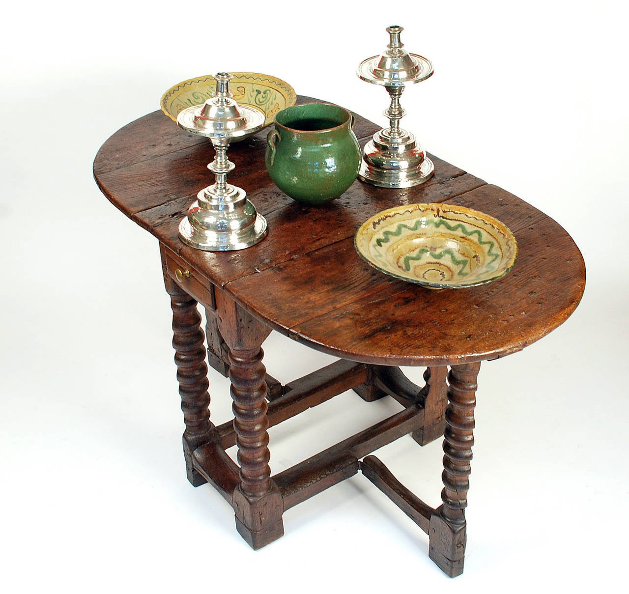 Baroque Rare Early Spanish Chestnut Gate-Leg Table For Sale