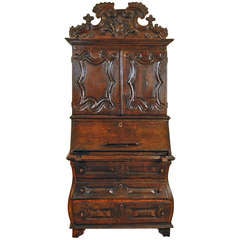 A Rare 18th Century Iberian Baroque Walnut Secretary