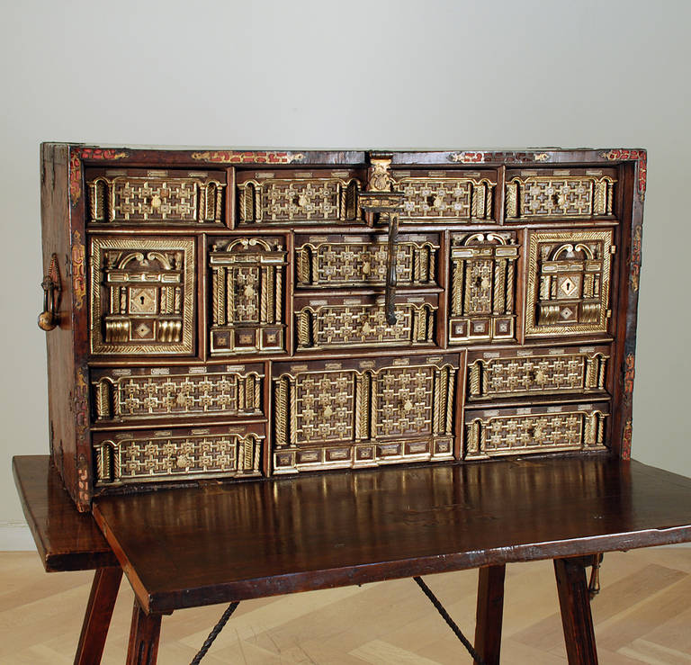 Stunning 16th Century Spanish Walnut, Baroque Period Bargueño For Sale 6