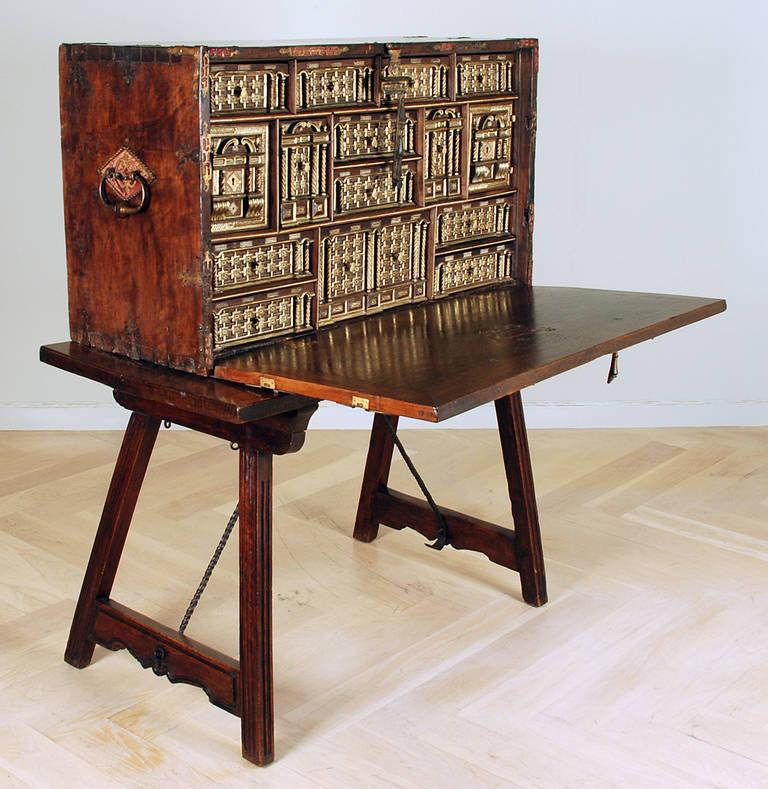 18th Century and Earlier Stunning 16th Century Spanish Walnut, Baroque Period Bargueño For Sale