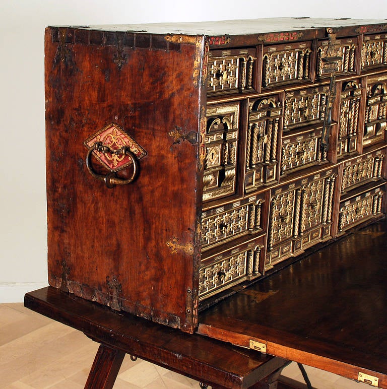 Stunning 16th Century Spanish Walnut, Baroque Period Bargueño For Sale 3