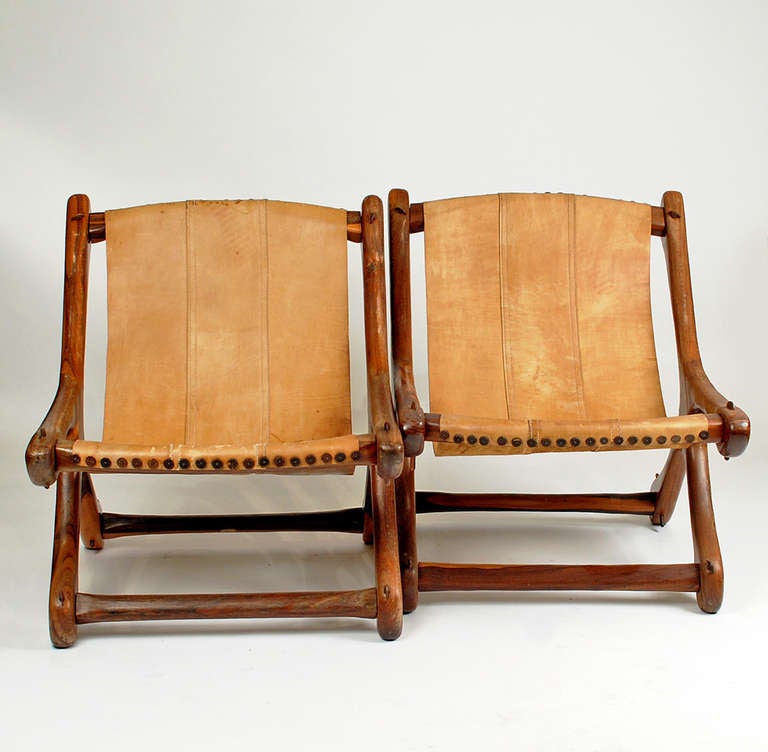 Mid-Century Modern Pair Original Mid Century Mexican Don Shoemaker Sling Sloucher Chairs