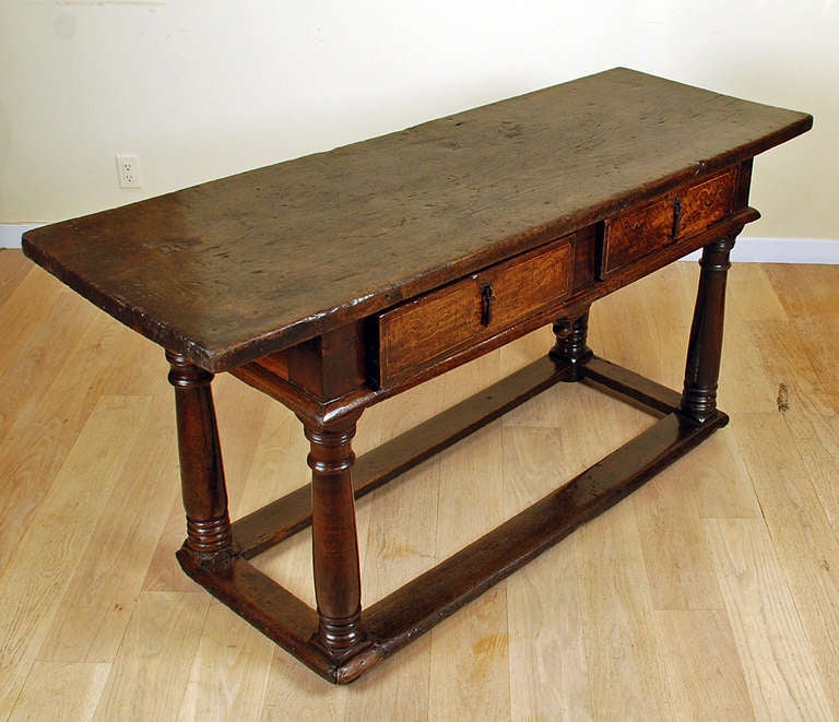 18th Century and Earlier A Superb 17th Century Italian Baroque Walnut Center Table