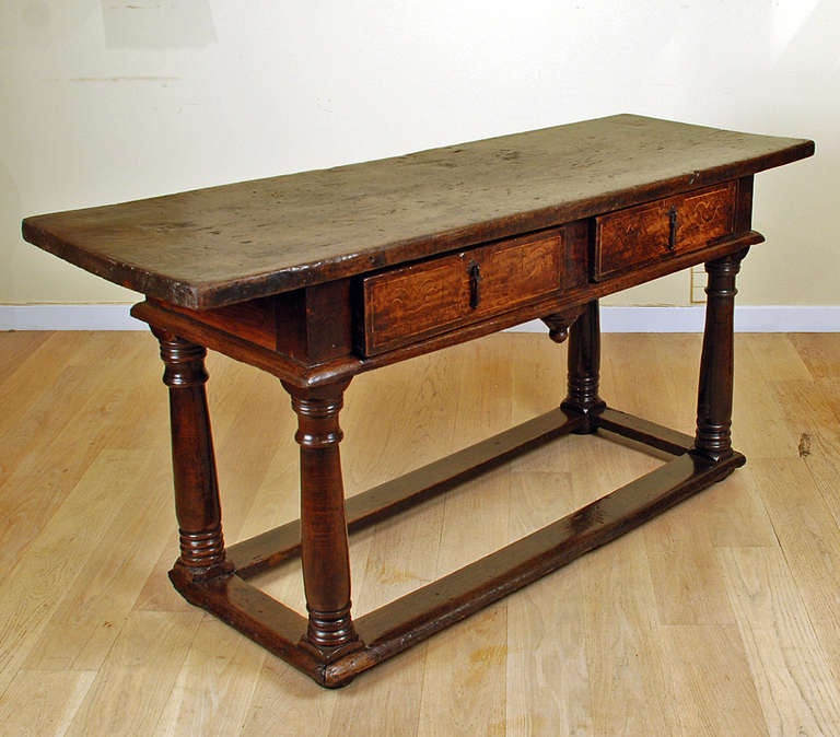 A Superb 17th Century Italian Baroque Walnut Center Table 1