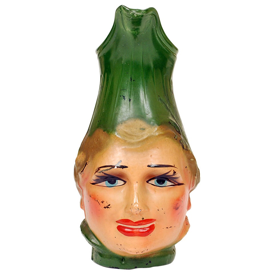Vintage Mexican 'Mae West' Hand Blown Glass Pulque Pitcher - Circa 1930 For Sale