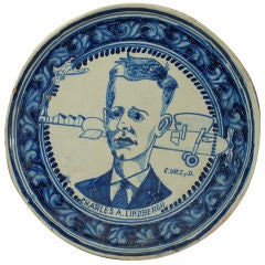 Antique Mexican Charles Lindbergh Commemorative Platter