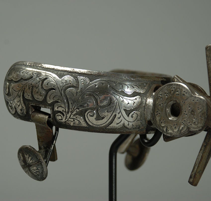 19th Century Mexican Silver Mounted Vaquero Spurs