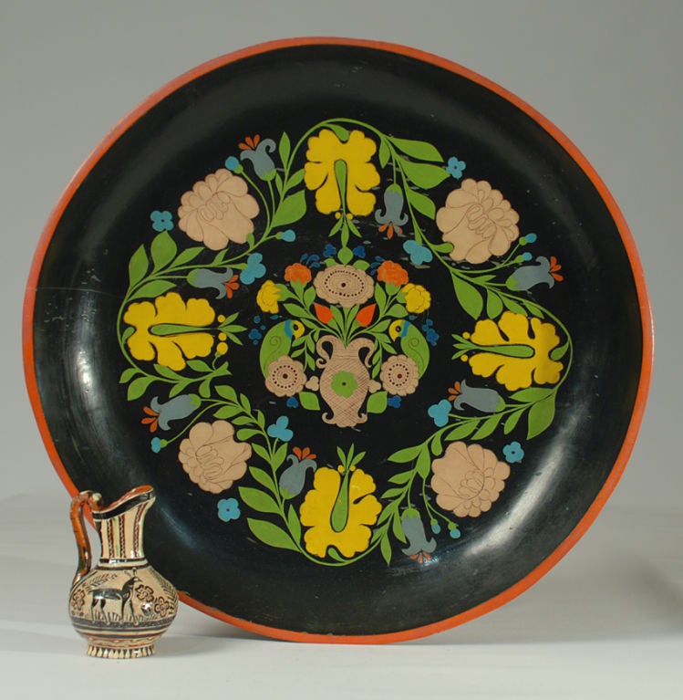 Polychromed A Good Antique Mexican Lacquer Tray - Uruapan, Circa 1930