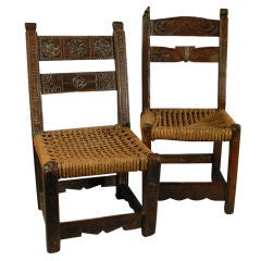 Antique Early Spanish Oak Chairs