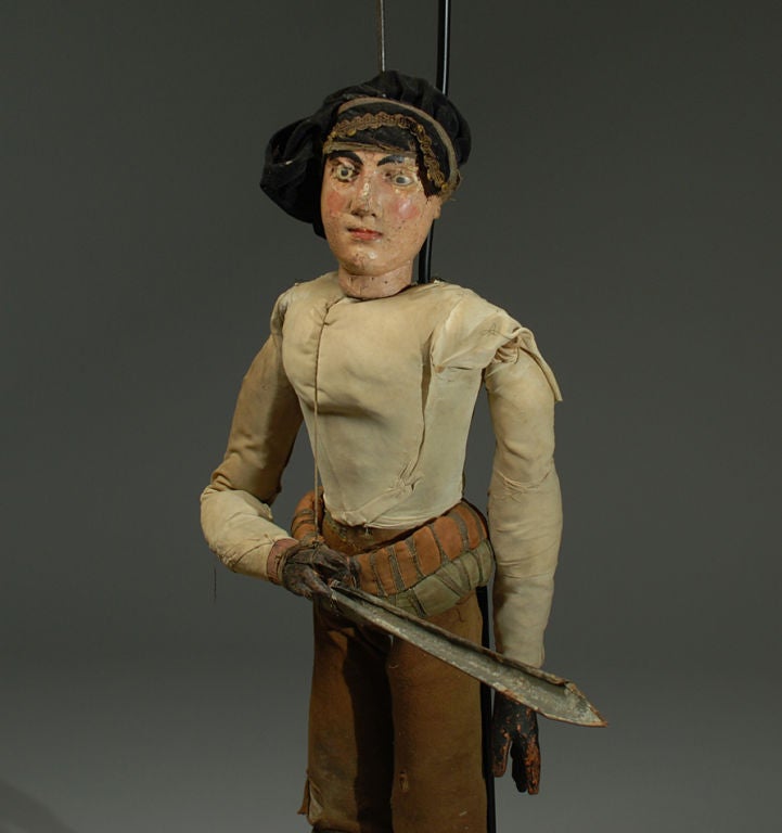Rare 19th Century Sicilian Commedia dell'arte Rod Puppet For Sale 3