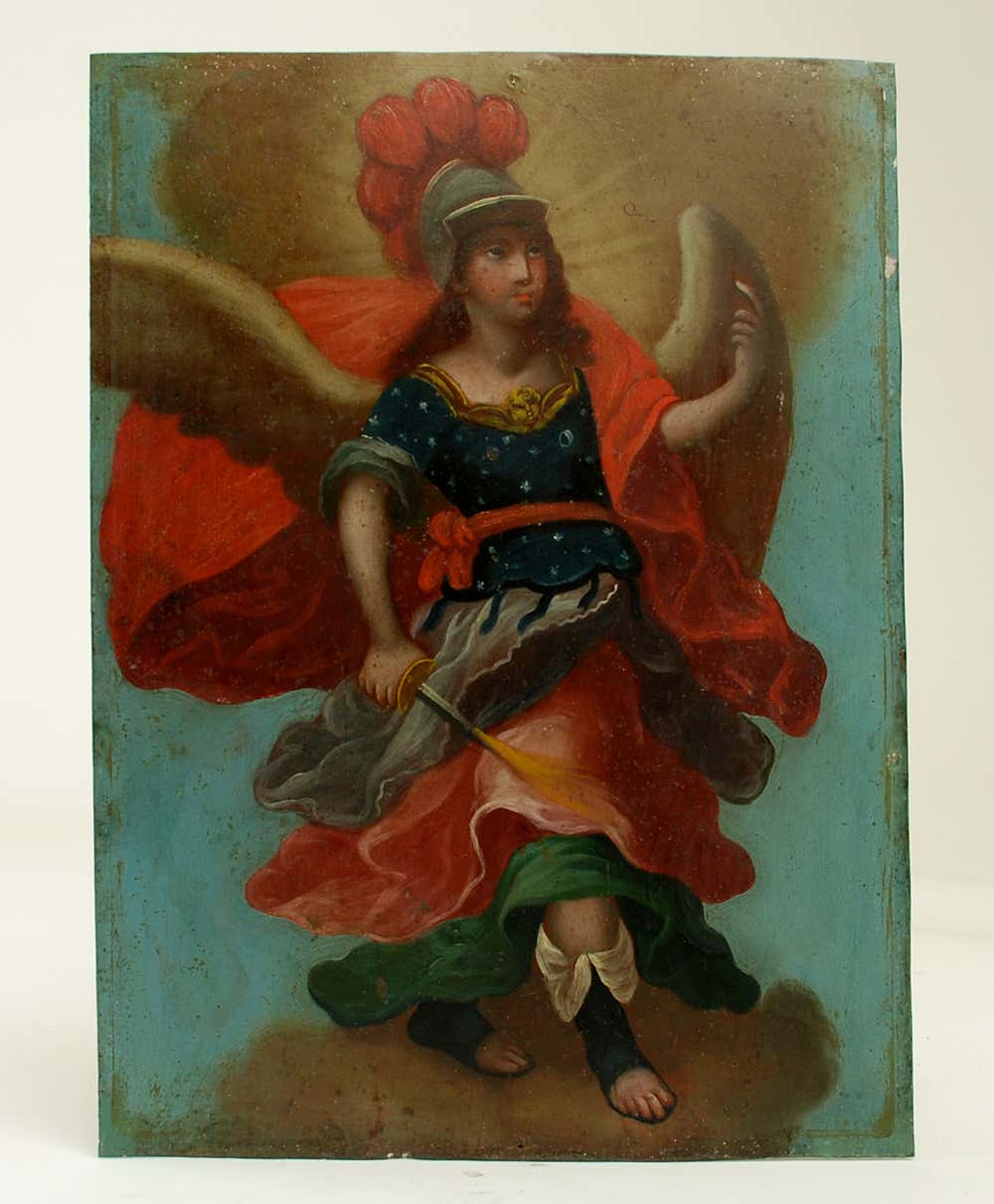 19th Century Retablo Painting on Tin - Saint Michael / San Miguel For ...