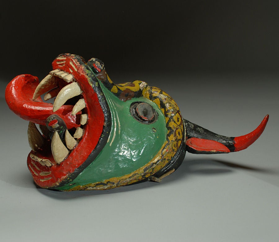 A Large and Impressive Antique Mexican Bull Devil Mask 2