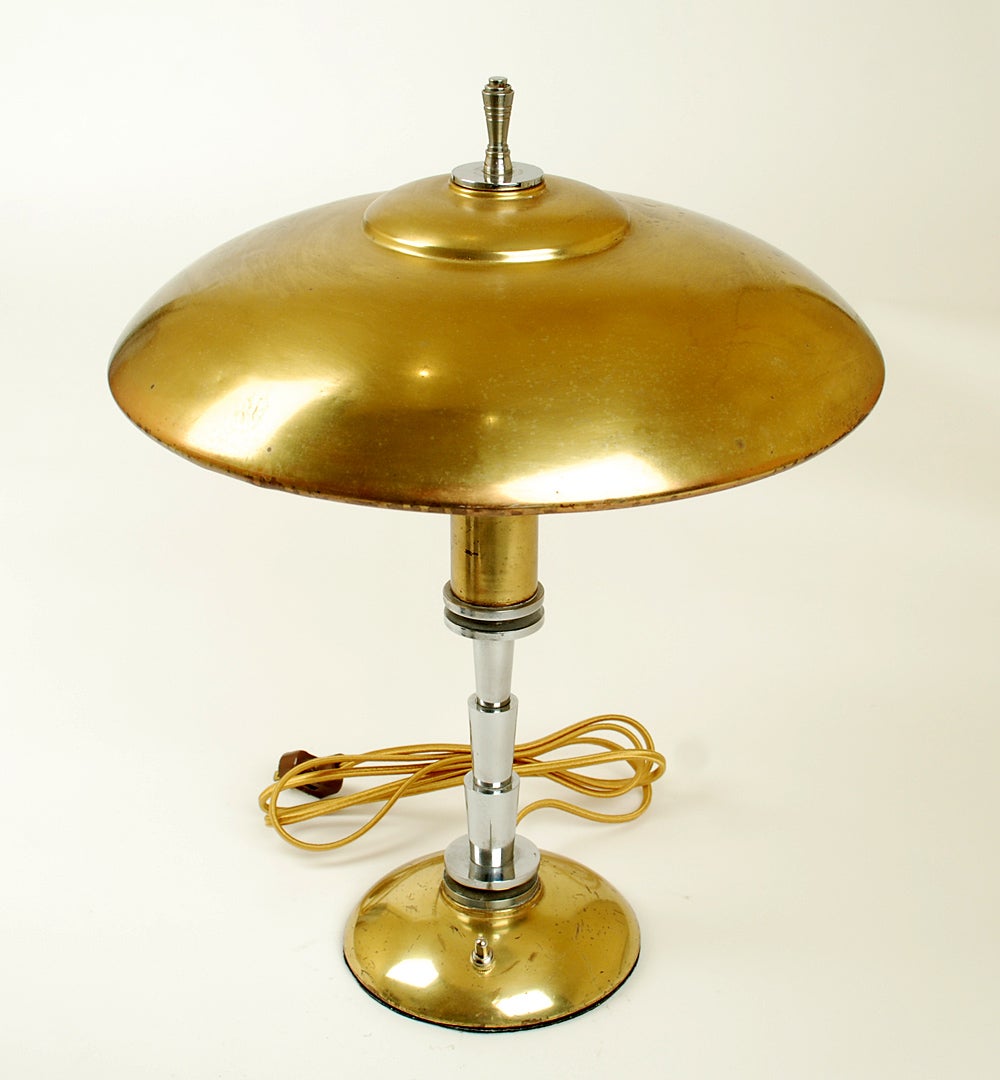 Fine Art Deco Machine Age Guardsman Brass Table Lamp - Faries Mfg.