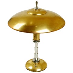 Vintage Fine Art Deco Machine Age Guardsman Brass Table Lamp - Faries Mfg.