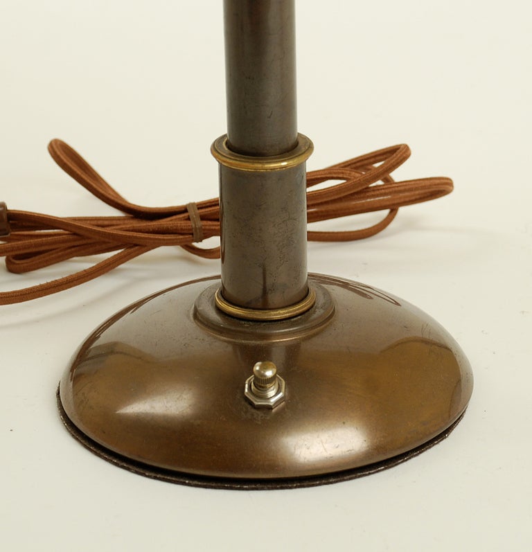 American Fine Art Deco Machine Age Guardsman Brass Table Lamp - Faries Mfg.