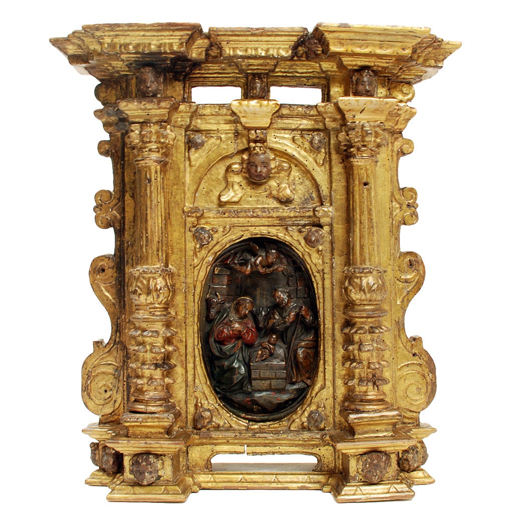 Superb 17th Century Sicilian Mecca Giltwood Tabernacle For Sale