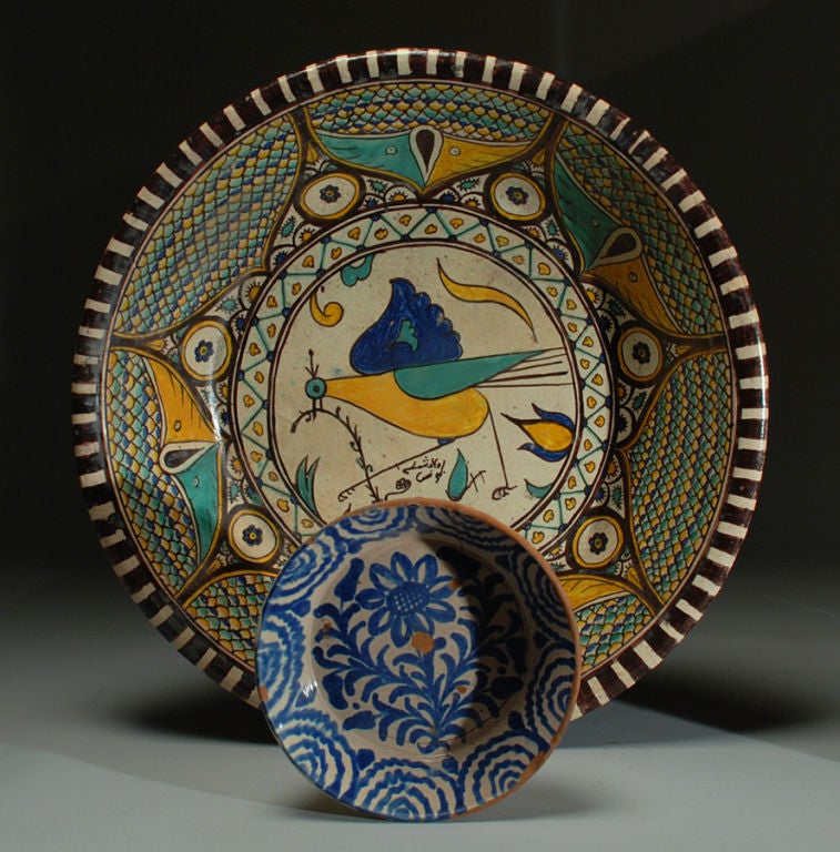 A Stunning 19th Century Moroccan Stoneware Basin In Excellent Condition In San Francisco, CA