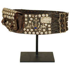 Very Rare Argentine Leather Gaucho Belt with Large Silver Milagros