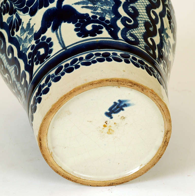 20th Century A Good Vintage Mexican Talavera Blue on White Jar - Uriarte Studio