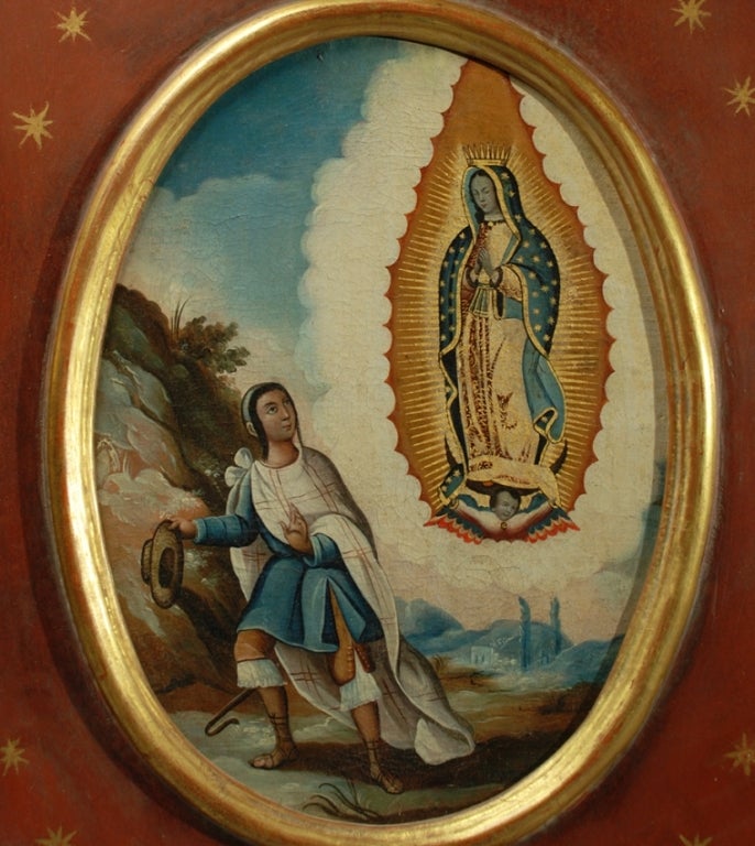 Spanish Colonial Oil on Canvas - Our Lady of Guadalupe In Excellent Condition In San Francisco, CA