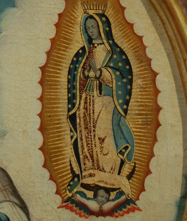 19th Century Spanish Colonial Oil on Canvas - Our Lady of Guadalupe