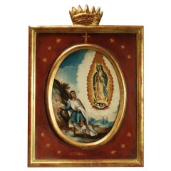 Spanish Colonial Oil on Canvas - Our Lady of Guadalupe