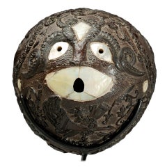 Outstanding 19th century Hand Carved Coconut Flask