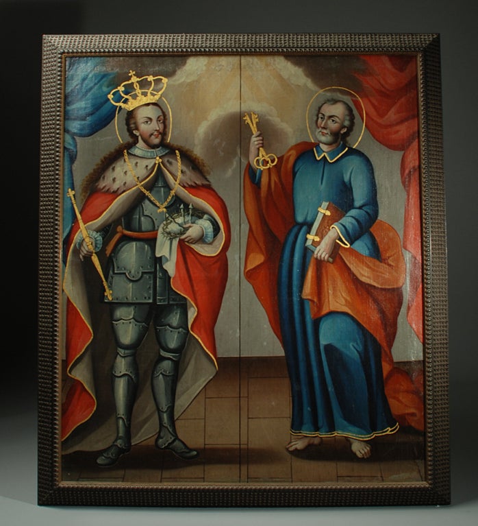 Spanish Colonial Oil on Canvas - San Pedro y San Luis Rey