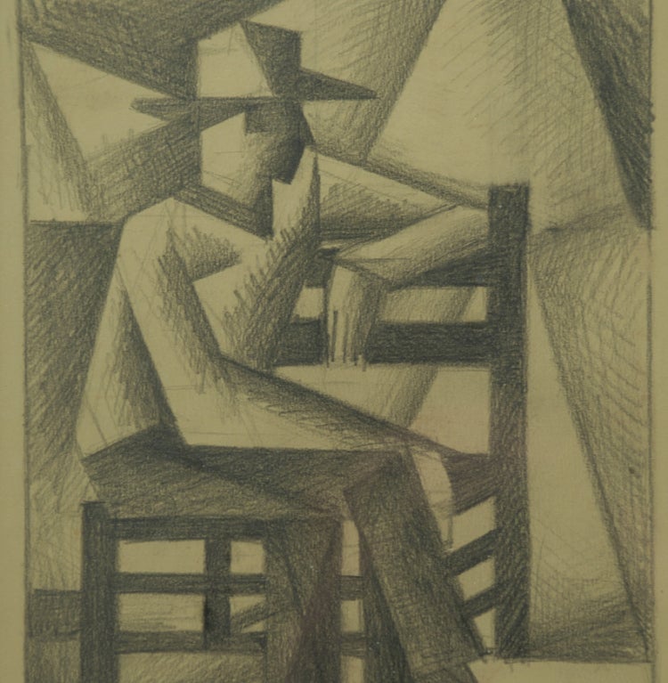 Rare Original Emil Bisttram - Study of a Cowboy In Excellent Condition For Sale In San Francisco, CA