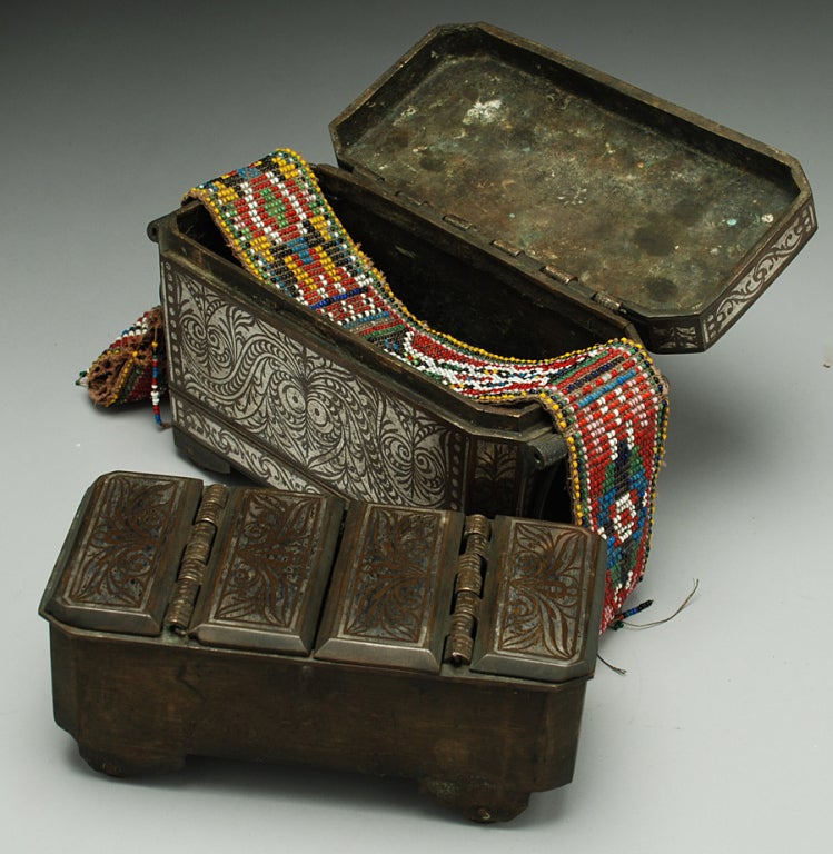 A Large and Impressive Silver Inlaid Betel Nut Box 1