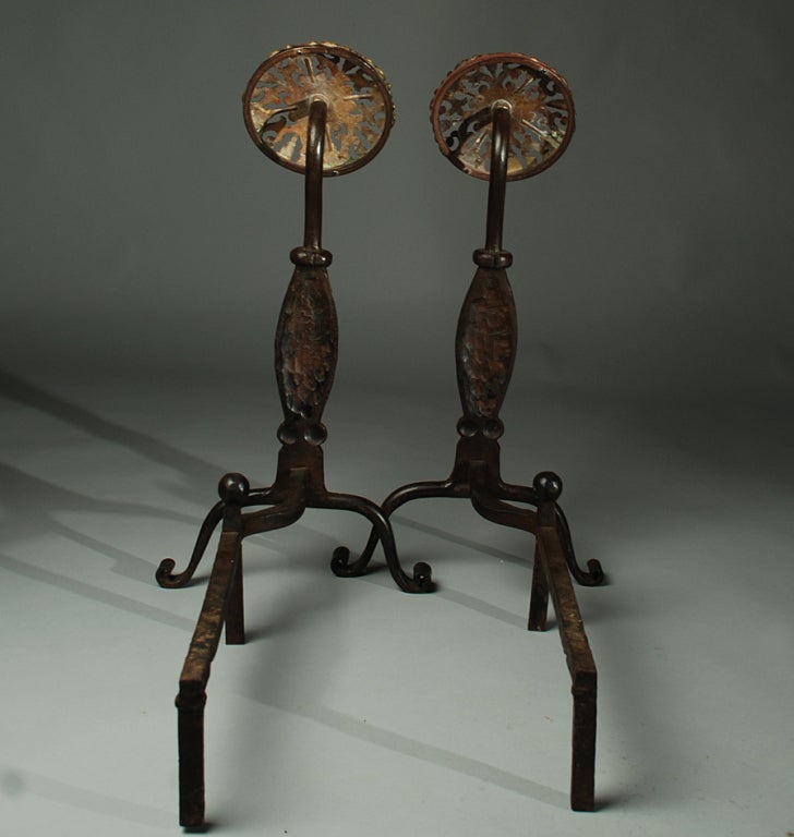 Iron 18th Century Spanish Colonial Andirons from Mexico